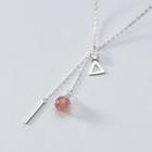 925 Sterling Silver Bead Triangle & Bar Pendant Necklace Silver - One Size