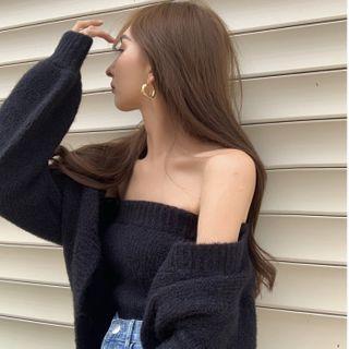 Cropped Cardigan / Knit Tube Top