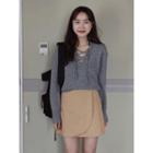 Lace-up Wool Blend Knit Top