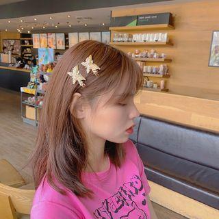 Butterfly Faux Pearl Alloy Hair Clip F105 - Gold - One Size