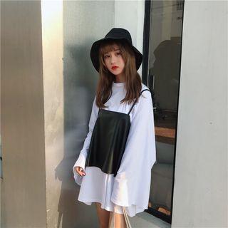 Set : Long-sleeve T-shirt + Spaghetti Strap Top