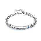 Simple Personality Geometric Strip 316l Stainless Steel Bracelet With Blue Cubic Zirconia Silver - One Size