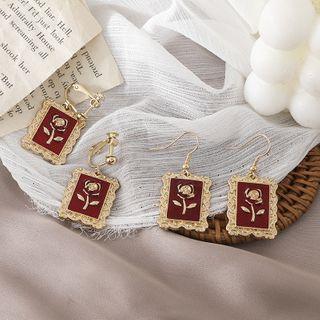 Framed Rose Dangle Earring