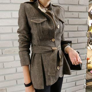 Tie Waist Button Knit Jacket