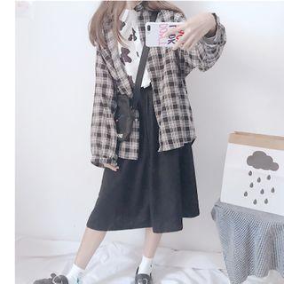 Printed Shirt / Plaid Shirt / A-line Skirt