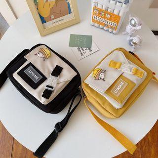 Two-tone Buckled Canvas Crossbody Bag