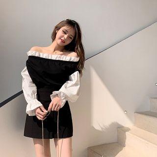 Off-shoulder Bell-sleeve Top / Off-shoulder Bell-sleeve Mini A-line Dress