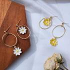 Flower Glaze Asymmetrical Sterling Silver Dangle Earring