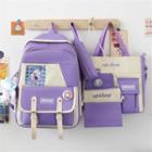 Set: Print Zip Backpack + Tote Bag + Crossbody Bag + Pouch