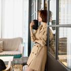Bishop-sleeve Trench Coatdress With Belt