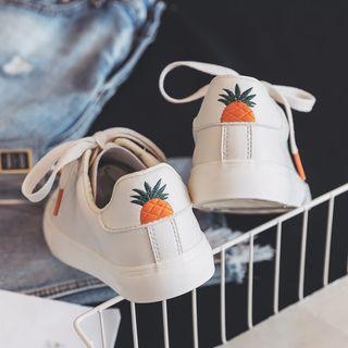 Pineapple Embroidered Lace Up Sneakers