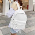 Plain Zip Backpack White - One Size
