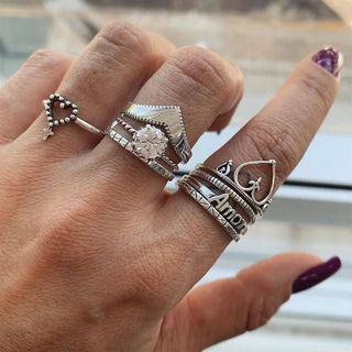 Set Of 8: Alloy Ring (assorted Designs) As Shown In Figure - One Size