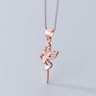 925 Sterling Silver Rhinestone Dancer Pendant Necklace S925 Silver - As Shown In Figure - One Size