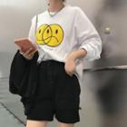 Smiley Face Printed Long-sleeve T-shirt