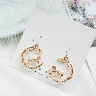 Beaded Bird Hoop Accent Earrings 1 Pair - As Shown In Figure - One Size