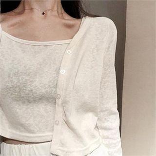 Set: V-neck Cardigan + Cropped Camisole Top