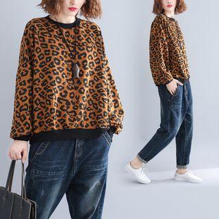 Leopard Patterned Pullover As Shown In Figure - One Size