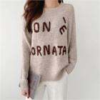 Wool Blend Letter Embroidered Sweater