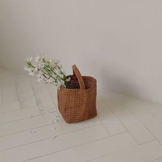 Woven Rattan Bucket Bag Brown - One Size