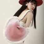 Ruffle Trim Heart Tote Bag