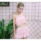 Set: Late Time Cropped Swim-top + Swim Skirt