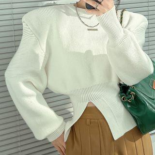Puff-sleeve Slit Sweater