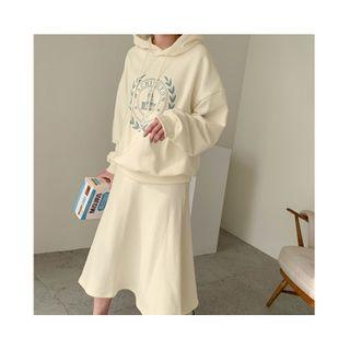 Lounge Set: Printed Hoodie + Flared Skirt