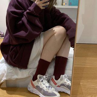 Plain Loose-fit Sweatshirt Purple - One Size