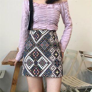 High-waist Embroidered A-line Skirt