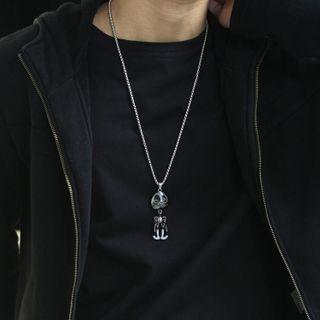 Alien Pendant Alloy Necklace 1910 - Charm & Chain - Silver - One Size
