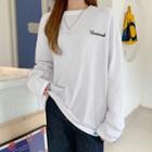 Letter Embroidery Over-fit T-shirt