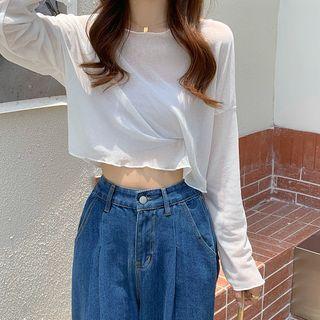 Long Sleeve Sheer Crop T-shirt