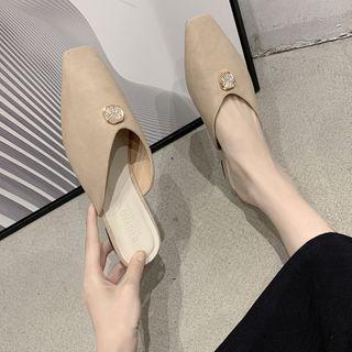 Square-toe Rhinestone Mules