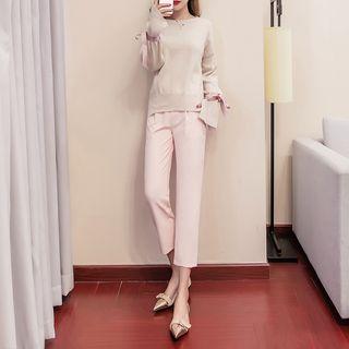 Set: Plain Sweater + Cropped Pants