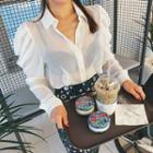 Puff-shoulder See-through Blouse