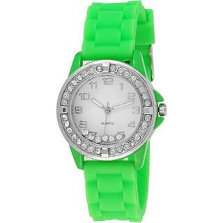 Rhinestone-detail Jelly Strap Watch Lime Green - One Size