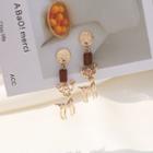 Alloy Deer Wooden Block Dangle Earring