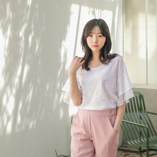Ruffle-tiered Sleeve M Lange Top