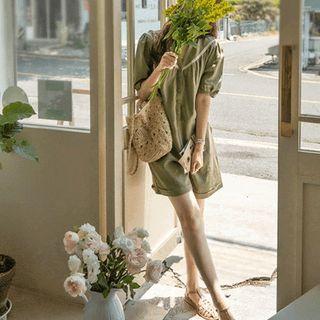 Lace-trim Shirtwaist Playsuit