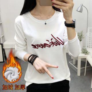 Long-sleeve Fleece-lined Embroidery T-shirt