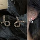 Rhinestone Alloy Earring 1585a - 1 Pair - Silver - One Size
