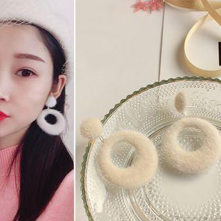 Faux Fur Hoop Dangle Earring