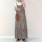 Patterned Midi Overall Dress Gray - One Size