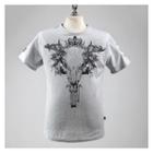 Round-neck Short-sleeve Bull Print Slim-fit T-shirt