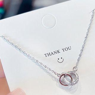 Rhinestone Necklace X106 - 1pc - Silver - One Size