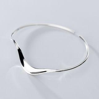 925 Sterling Silver Wave Open Bangle As Shown In Figure - One Size