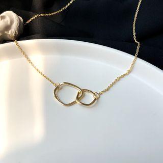 Alloy Interlocking Hoop Pendant Necklace 1 Piece - Necklace - Gold - One Size