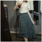 Printed Asymmetric Midi A-line Skirt