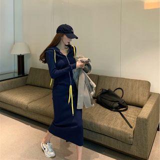Zip-up Hoodie / Midi Pencil Skirt